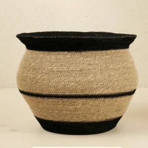 Woven Round Storage/Decorative Basket - Natural/Black